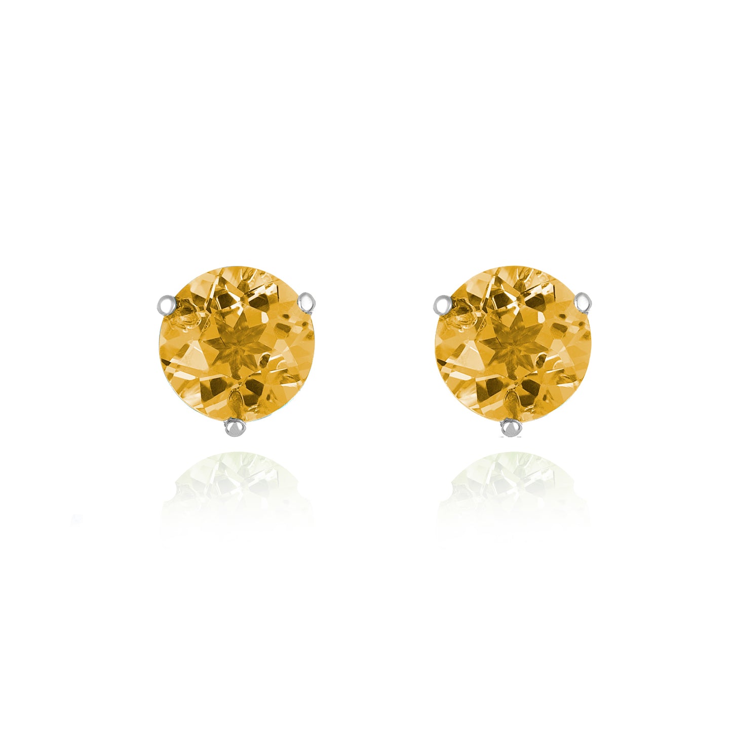 White Gold Citrine Stud Earrings