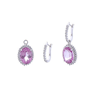 2 in 1 Pink Topaz & Diamond Earring