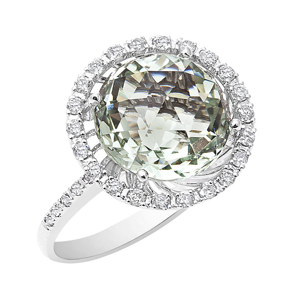 Mini Green Amethyst & Diamond Ring