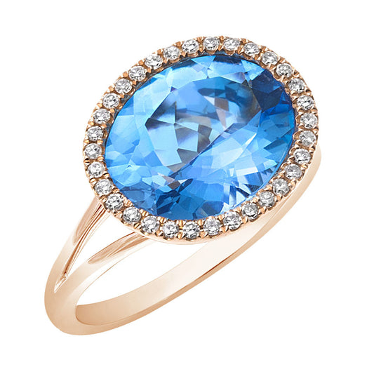Oval Blue Topaz & Diamond Ring