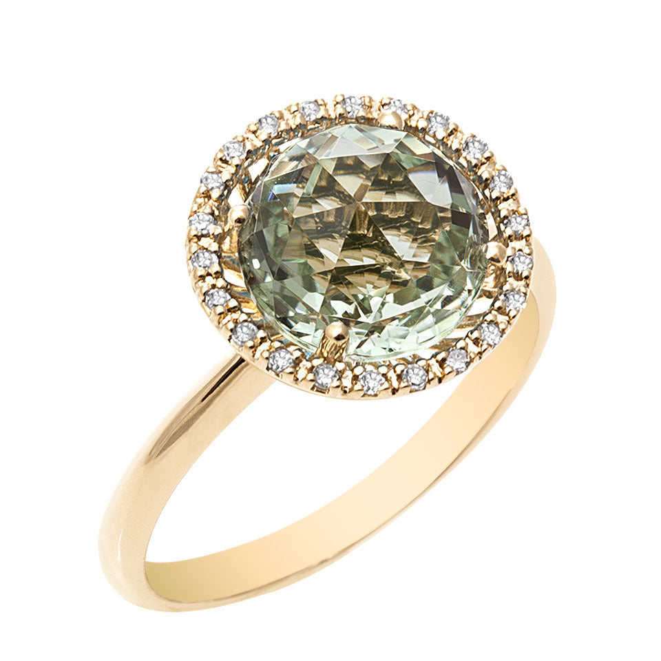 Mini Green Amethyst & Diamond Ring