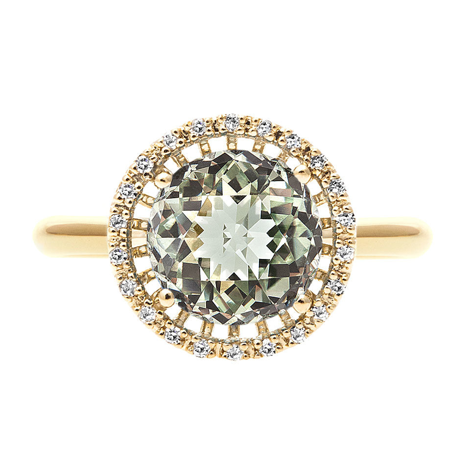 Mini Green Amethyst & Diamond Ring